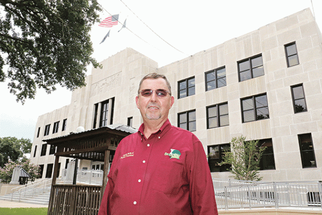 St. Landry Parish President Jessie Bellard is outside the renovated courthouse on Wedneday afternoon. A ceremony is scheduled at 10 a.m. Tuesday to mark the completion of the renovation project. (Photo by Harlan Kirgan)