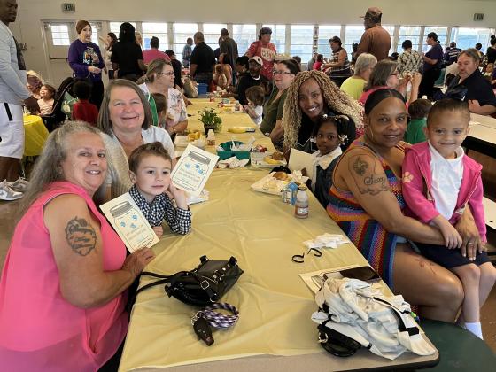 A Grandparents Day breakfast was held at Highland Early Learning Center. From left, are Cathy Shae, Reid LaCombe, Phyllis LaCombe, Chelsea Thomas, Harlee Thomas, Ursula Mitchell and A’Mani White.