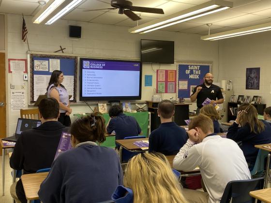 Representatives from LSUA on campus at St. Edmund High