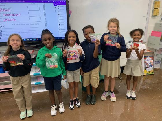 East Elementary’s second grade students in Kimley Triplett’s class earning the most Dojo behavior points for August were recognized. From left, are Maddie-Lyn Faulkner, Jacelynn Dupre, Caliyah Pickney, James Savoy, Cooper Daigle and Kynzleigh Frank.