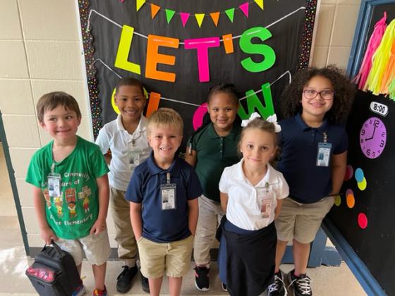 Top Math Cats at Eunice Elementary included, in front, from left, Lincoln Hebert, Mason McCauley and Henley Duplechin. In back, from left, are Karson Broussard, Za’Riya Fredrick and Kennedi Slussuer.