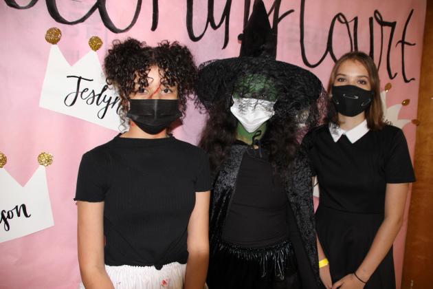 Hope you are not scared?! Students enjoyed homecoming festivities each day during homecoming week. Wednesday was “Horror Day” at Eunice High. From left, are Alexis Williams, Mya Gathe, and Jada Guidry.