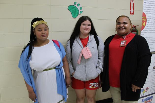 Enjoying homecoming week festivities are Constance Miller, left, Patricia Furman and Anastasia Plaisance.