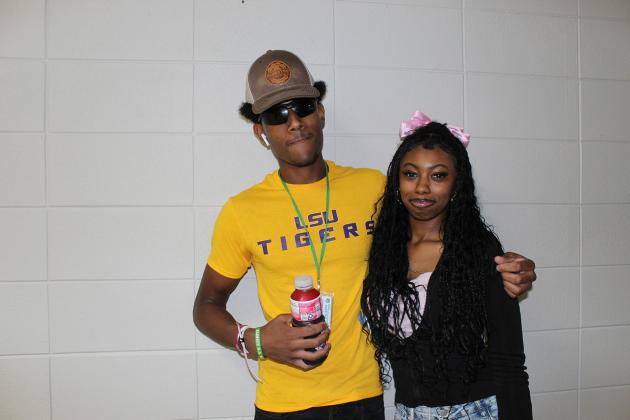 A ‘Frat Boy’ and his girl are seen Tuesday at Eunice High. From left are Anthony Hilts and Rihanna Frank.