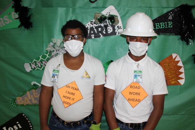 “All Road Work Ahead” duo team are Da’Corey Jackson, and Brian Monday, both juniors at Eunice High. The Duo dressed for Eunice High’s “Duo Day” Thursday.