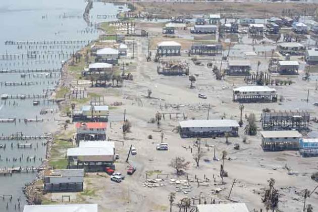 A view of the damage caused by Hurricane Ida to Grand Isle five days after it hit, Grand Isle, Louisiana, on Sept 3. Every home reported damage, with around 40-50% of those homes being completely destroyed. (U.S. Army National Guard photo by Staff Sgt. Josiah Pugh)