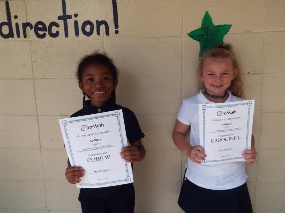 Hard work and perseverance paid of for these two Glendale Elementary students. Cobe Williams and Caroline LaFleur were awarded the Extra Math Certificate of Achievement in addition.