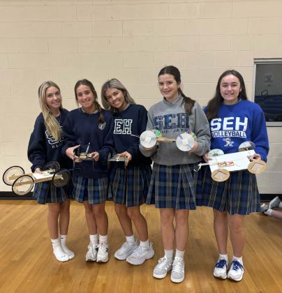St. Edmund High students in Clay Harper’s physical science class were given the problem to “Can you construct a mouse trap car, powered by the energy of one mouse trap?”