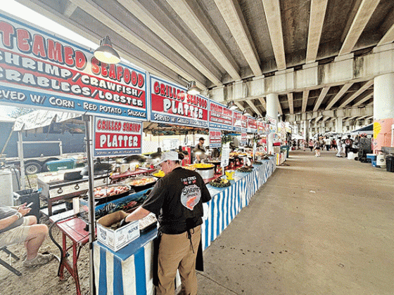 A row of food vendors at the 2024 Louisiana Shrimp &amp; Petroleum Festival in Morgan City, La. (Photo courtesy of Erin Williams/Sea D Consulting)