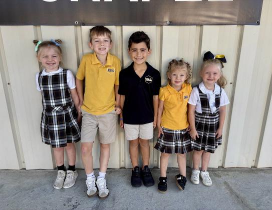 Eagles of the Month at ECA, from left, are Abigail Bates, kindergarten; Calvin Moser, second grader; Bradley Prather, first grader; Paisley Smith, Pre-K 3; and Karys Weaver, Pre-K 4.