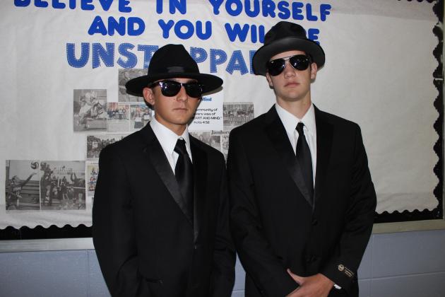 The Blues Brothers at St. Edmund High are John Logan Floyd, left, and Koy Trahan, both sophomores.