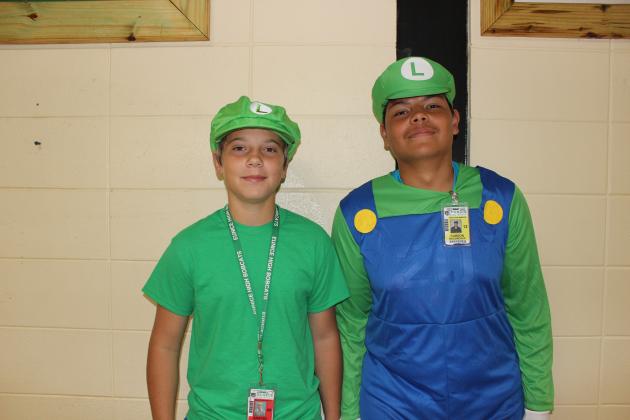 From left, Sawyer Lomas, a freshman, and Carson Boudreaux, a senior, on Wednesday morning at Eunice High.