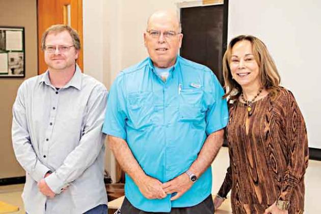 From left are Dr. Brandon Borill, LSU Eunice interim dean of Sciences and Mathematics; Dr. Malcolm Vidrine, LSU Eunice professor emeritus; and Dr. Nancee Sorenson, LSU Eunice chancellor. (Submitted photo)