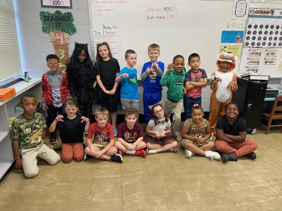 Hailey Feucht’s second graders at East Elementary were wild about homecoming last week. In front, from left, are Jaylen Thomas, Kora Higginbotham, Cade Duvall, Baylor Chappell, Arabella Ardoin, I’mani Perrodin and Rhylee Vallare. Standing, from left, are Larenz Milburn, Cyrionne Lewis, Kallie Bihm, Paul Roy, Kruze Myers, Antonio Thomas, Javier Lopez and Chase Williams.