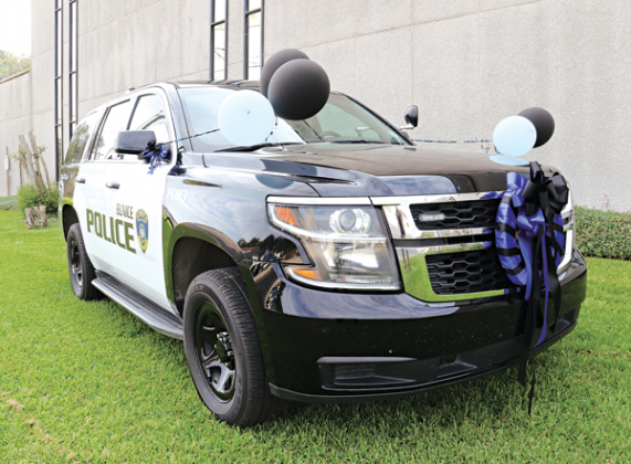 A Eunice Police patrol vehicle was parked on the side of the municipal complex on Tuesday after second-generation Eunice Police officer Robert “Beef” Brickley died on Monday.