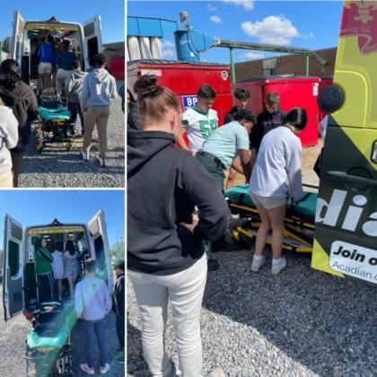 ohanna Gibbs with Acadian Ambulance recently visited with the Eunice High First Responders classes taught by athletic trainer Kyle Vincent with Louisiana Athletic Care.