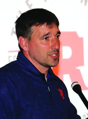 Johnny Carrier, executive director of The Refinery, a mission to rehabilitate men, speaks at the Eunice Rotary Club meeting on Wednesday. (Photo by Harlan Kirgan)