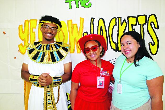 Eunice High students dressed for homecoming week, from left are Paul Guillory, Zyahria Jones and Dashae Davis.