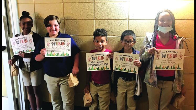 Fourth grade students at East Elementary received Great Behavior accomplishments. From left, are Ava Cornerly, Austen Fontenot, Alexander Cole, Laila Jordan and Kal’el Gonzales.