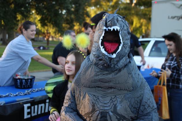 Godzilla was seen on the campus of LSUE Sunday evening during a Trunk or Treat event. Phillip Lemelle, 11, enjoyed the event.