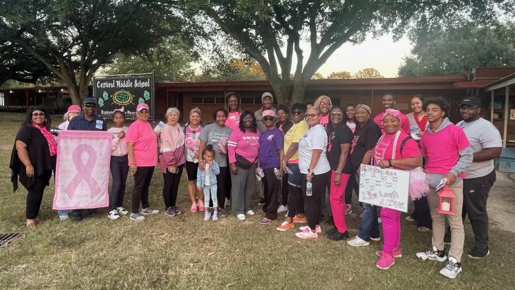 A Breast Cancer Awareness Walk was held on Oct. 20 sponsored by the NAUW-Eunice Branch. The participants are in front of Central Middle School. (Submitted photo)