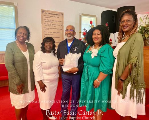 Members of the NAUW Eunice Branch honored and recognized pastors in their community during Pastor Appreciation month. From left, are, Carolyn Baldwin, Chiquita Thomas, the Rev. Eddie Gaston, pastor of St. Luke Baptist Church; Shelsy Williams, president of NAUW Eunice Branch, and Patricia Harrison.  (Submitted photos)