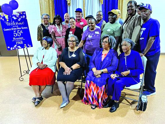 The class of 1968 Charles Drew High held a reunion recently. Classmates enjoyed a four-day of festivities and activities together. Seated, from left, are Cynthia Ann Doucet, Lillian C. Parker, Diana Robinson and Geraldine Paul. Second row, from left, are Lana Hickerson, Ora Lee Andrus, Lara Castille, Consuella Caldwell, James Price, Patricia Harrison and Watty Jones. In back, from left, are Charles Guillory, Anthony Guillory, Morris Vallaire Jr, Ernest Mitchell, Martin Willie Guillory and Lawrence Allison.