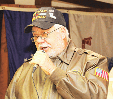 Former Eunice police chief Gary “Goose” Fontenot speaks at the 2018 Veterans Day ceremony at VFW Post 8971. Fontenot served 12 years — three terms — as police chief and 21 years as a firefighter for the city. The Vietnam War veteran died Dec. 17 at his home. (Photos by Harlan Kirgan)