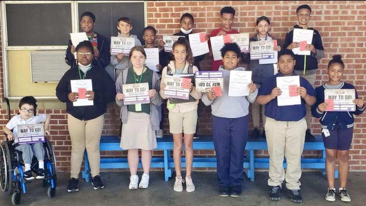Central Middle School recognized its Students of the Month for September. In front, from left, are Asher Aymond, Williona Winfrey, Brooklyn Lachapelle, Kylen Lee, Ayden Rideaux and Taylnn Lee. In back, from left, are Jaequan McCoy, Cullen Babineaux, Jaysin Robinson, Ma’Laysia Green, Jhalil Johnson, Kiley Williams and Tre’vant Morgan. (Submitted photo)