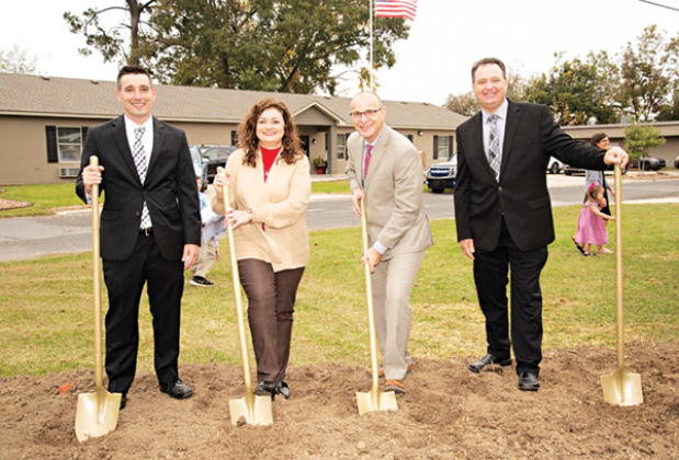 From left, are Johnny Carriere Jr., Refinery Mission executive director, Amanda Quebedeaux, Refinery Mission Board president, Joe Zanco (president and CEO, St. Landry Homestead Federal Savings Bank president and CEO, and Steven Matkovich Federal Home Loan Bank of Dallas senior affordable housing analyst. (Submitted photo)
