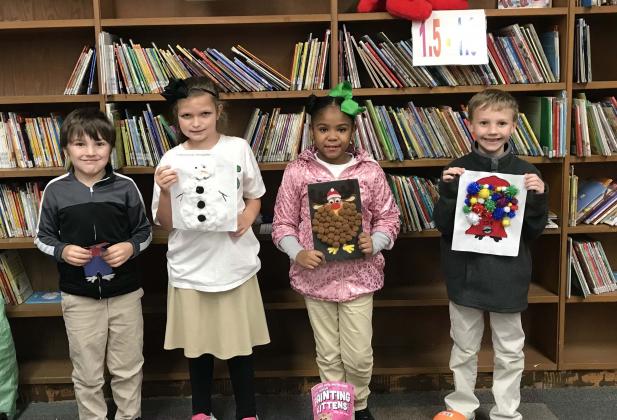Turkey art contest winners at East Elementary included, Aiden Fontenot, left, Kallie Bond, Zendaya Hunt and Blake Carrier.