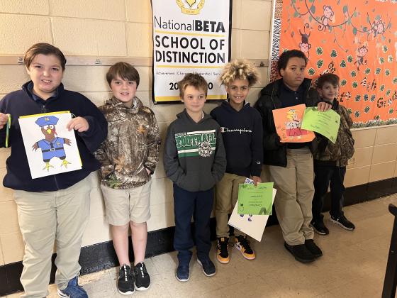 Disguised turkey winners at East Elementary included fourth graders Austen Fontenot, left, Weston Holford, Trevyn Smith, Brandson Fontenot, Shone Ceasar and Sylas Brown.