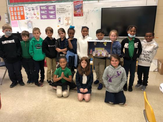 Second graders at East make a Christmas Nativity