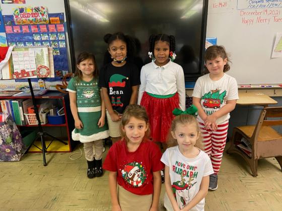 First graders at Glendale waiting for Santa