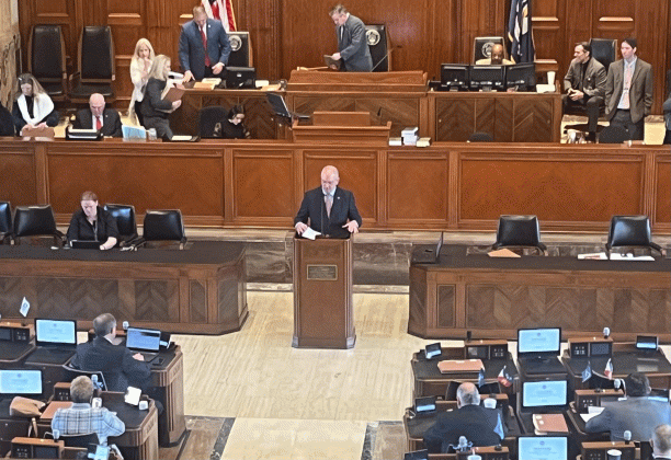Gov. John Bel Edwards on Friday unveiled his last state budget proposal to a joint legislative committee. (Photo by Molly Ryan//LSU Manship School News Service)