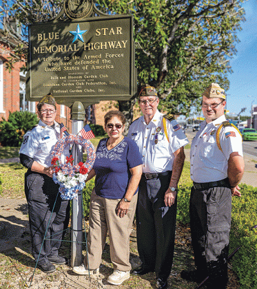 Christy Chatagnier, chaplain of Post 8971,  Donna Baltakis vice president Bulb and Blossom Garden Club of Eunice, James Sonnier, of  Post 8971, and Paul Ganucheau, honor guard captain of Post 8971. (Photo by David Simpson)