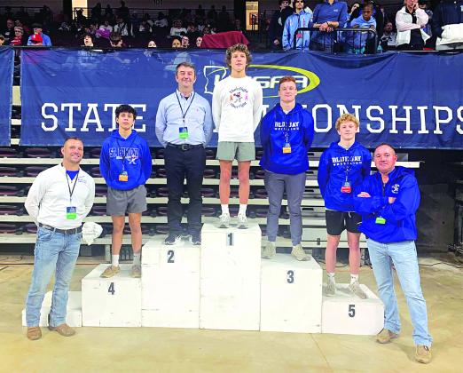 St Edmund wrestlers traveled to Shreveport to compete for the High School State Championship in each their respective classes over the weekend. Four wrestlers from St Edmund placed.  Michael Perron placed fourth at 120 lbs, Cooper Berzas is the state champion at 126 lbs. Wesley Reed took fifth place in the 132 lbs weight class. Henry Summerlin took home third place in state in the 175 lb. weight class. The Blue Jay Wrestling Team placed seventh out of 29 teams at the State Championship Tournament. Pictured