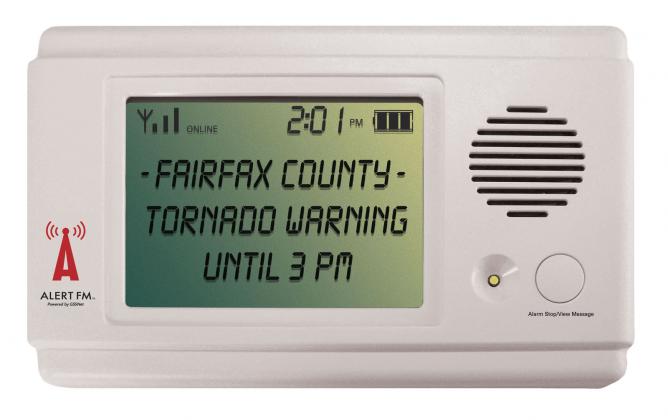 The ALERT FM portable device runs on one AA battery. The device provides weather, earthquake and other disaster alert. The device is available at www.alertfm.com/store. (Photo courtesy of ALERT FM)