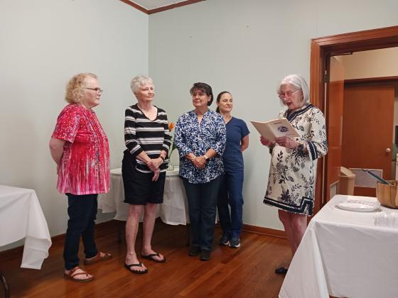 new inducted officers of the Bulb and Blossom Garden Club, are Debbie Cristiano, Secretary; Barbara Wells, Treasurer; Mona Redlich, President; and Christie Spekschate, Vice President. (Photos submitted)