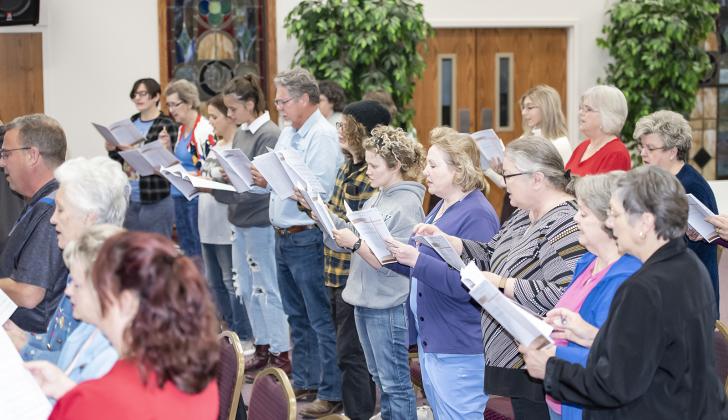 The choir rehearses recently. (Photo by Dwight Jodon)