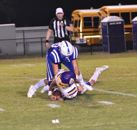 Copeland Miller with a quaterback sack against Oakdale.