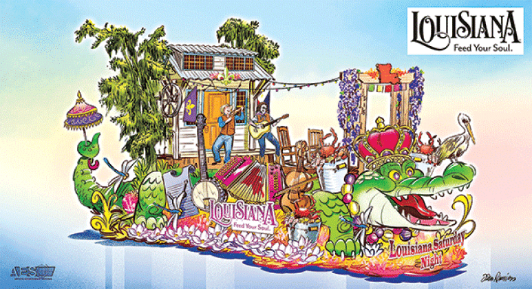 Louisiana’s 2025 Tournament of Roses Parade® float rendering.