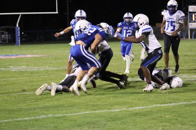 The St. Edmund High School Blue Jays topped the North Central Hurricanes 56-6. The game last Friday night was the first of District 5-1A play. (Photos by Amy Myers)
