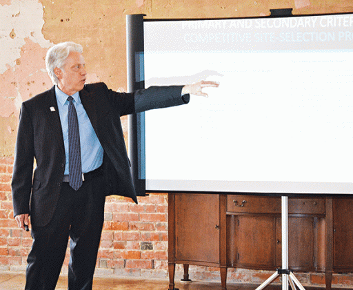 Jim Patterson, interim president and CEO of the Louisiana Association of Business and Industry, spoke March 28 at the Grand Opera House about the upcoming Legislative Session and the October elections. (Photo by Steve Bandy/Crowley Post-Signal)