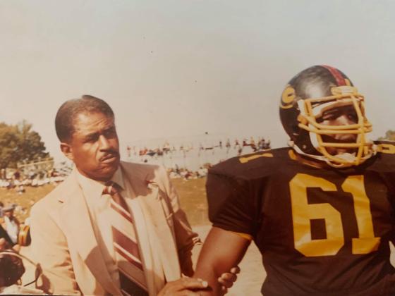 Leo Givs and GSU coach Eddie Robinson