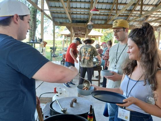 Serving gumbo at Balfa Week at Lakeview.