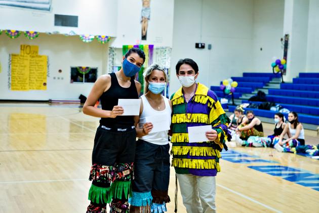 St. Edmund High Student Council officers received gifts during an Academic Pep Rally. From left, are Savannah DeVillier, president; Mary Beth LaFleur, secretary; and Dylan Miller, treasurer. Not pictured is Henry Brown, vice president.