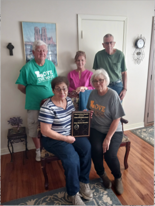 The Keep Louisiana Beautiful Circle of Excellence Award was given to Keep Eunice Beautiful at the state conference in Baton Rouge on Sept. 24. Keep Eunice Beautiful has won this award each year for the past 10 years. Board members pictured at the home of Donna Baltakis are, in front, Donna Baltakis, director; and Fran Guillory. In back, from left, are Randy Cooper, Connie Thibodeaux, and David Simpson. Not pictured are board members Becky Pucheu, Mark Dupre, Todd Hollier and Elvonia Reed. (Submitted photo)