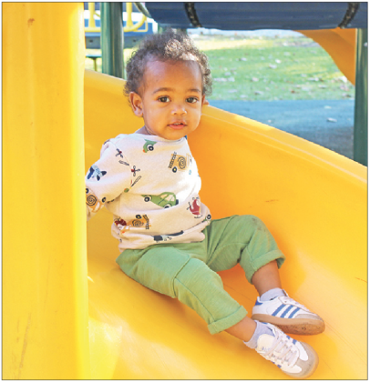 Chase Ceasar, 16-months-old, was enjoying himself on the slide at the Eunice Circle Park recently. His mother is Shania Decoux of Mamou. (Photo by Myra Miller)