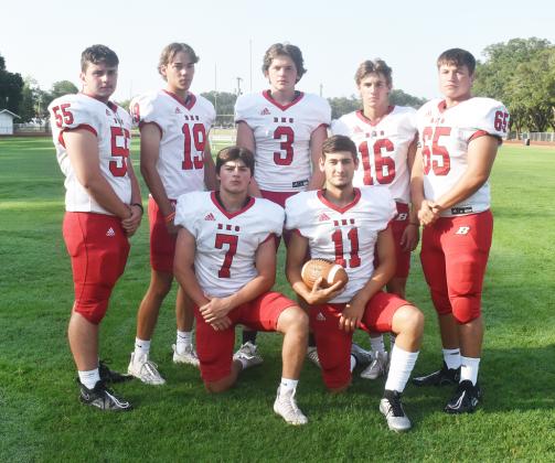 The Bearcat seniors kneeling, from left, are Tucker Leblanc and Kade Sweeney. Standing, from left, are Wyatt Bertrand, Tyler Newman, Ross Cortez, Gage Craton and Emery Lejeune. (Photo by Tom Dodge)